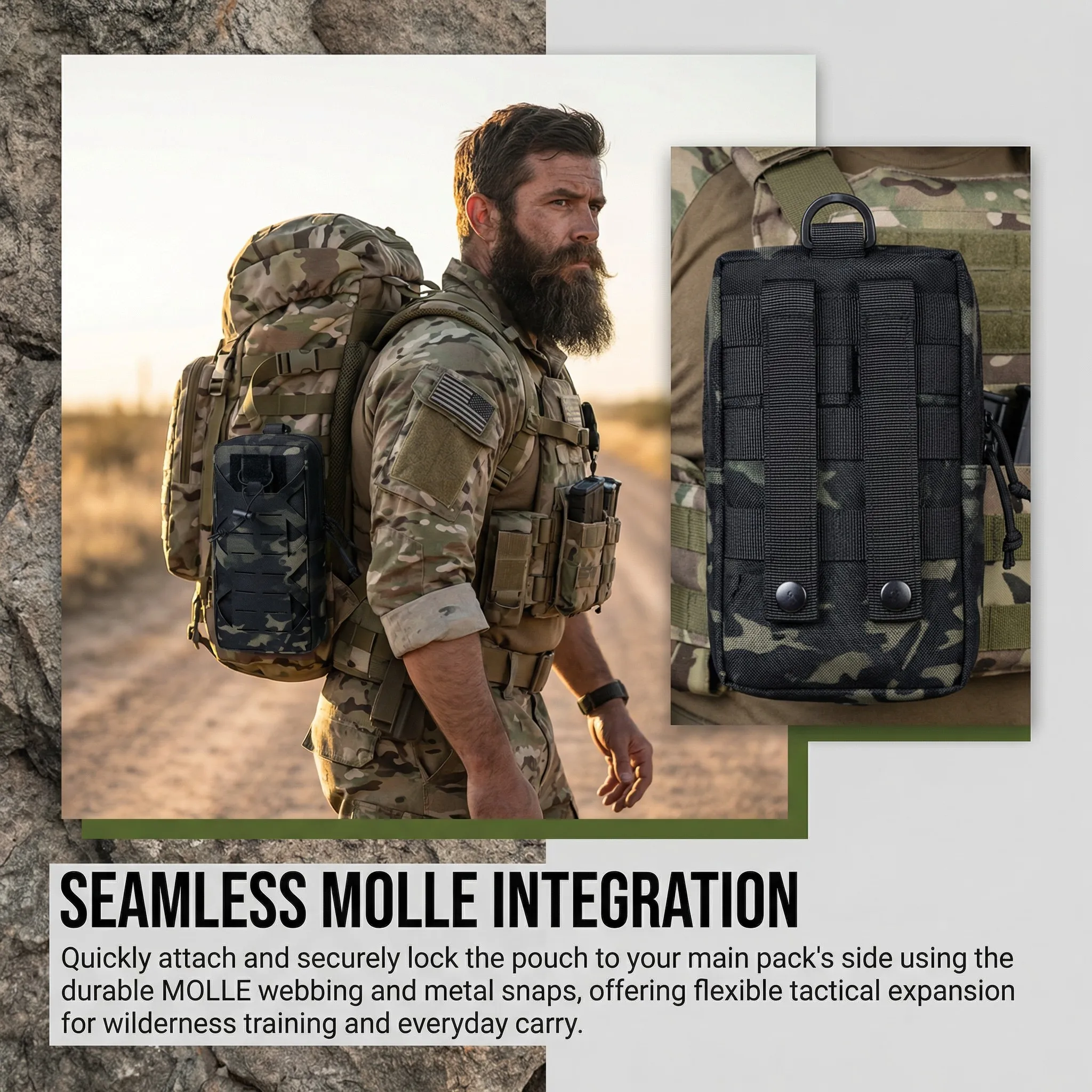10-Inch Tactical MOLLE Utility Pouch, Large EDC Organizer and Waist Bag, Heavy-Duty Nylon Pouch Survival/Gear Bag,