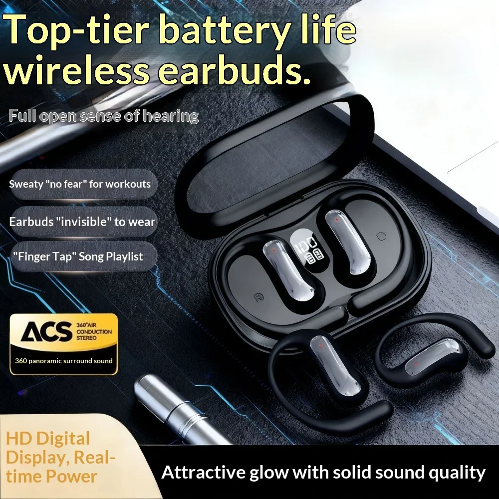 Wireless Bluetooth Earphones 2026 New Bluetooth 5.3 E-Sports Gaming IPX5 Sweatproof LED Display Ultra-Long Battery Life Comforta