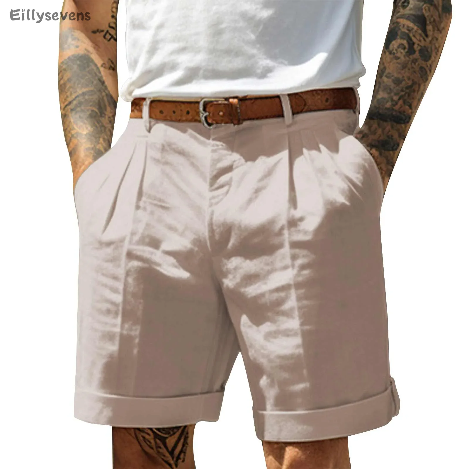 Men's Sports Cotton Linen Casual Loose Shorts Casual Pajamas Pocket Jogging Shorts Pants