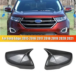 For Ford Edge 2015-2021 Car Sticker Rearview Side Mirror Cover Wing Cap Exterior Door Rear View Case Trim Carbon Fiber Look ABS
