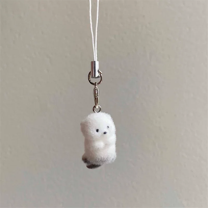Fluffy Cute Otter Keychains Resin Mini 3D Animal Key Ring Holder Bag Charms Car Pendants Gift
