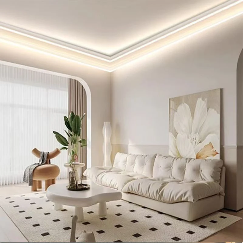 Sufitowa dwustronna świecąca profil aluminiowy lampa z gipsu salon otwarte górne narożne światło liniowe