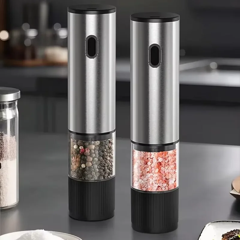 1pc/2pcs Electric Salt and Pepper Grinder Automatic Rechargeable Pepper Mill Shakers External Adjustable Coarseness Kitchen