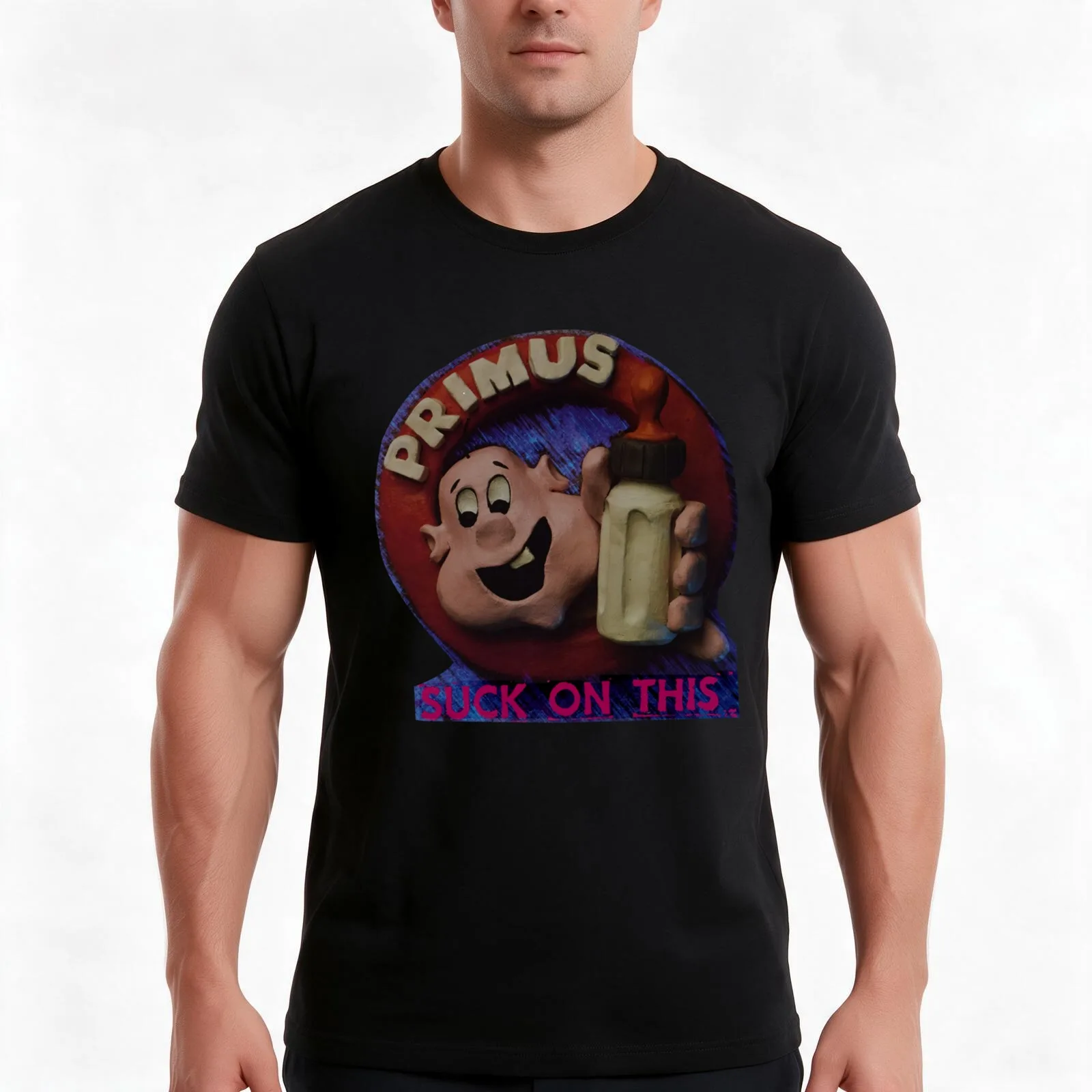 Primus Suck On This 4500 Logo T-Shirt, Summer Casual Cotton Tee, Oversized Streetwear Tops, Vintage Graphic Print, 100% Cotton