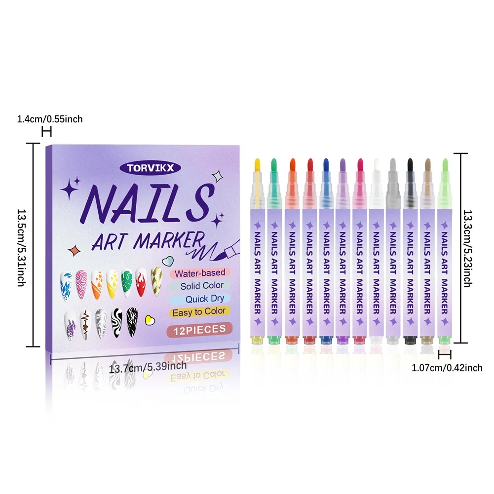 ชุดปากกามาร์คเกอร์ 12 สี สำหรับงานกราฟฟิตี ทำเล็บ วาดภาพ ระบายสี ตกแต่งเล็บ สร้างลวดลาย สำหรับร้านเสริมสวย