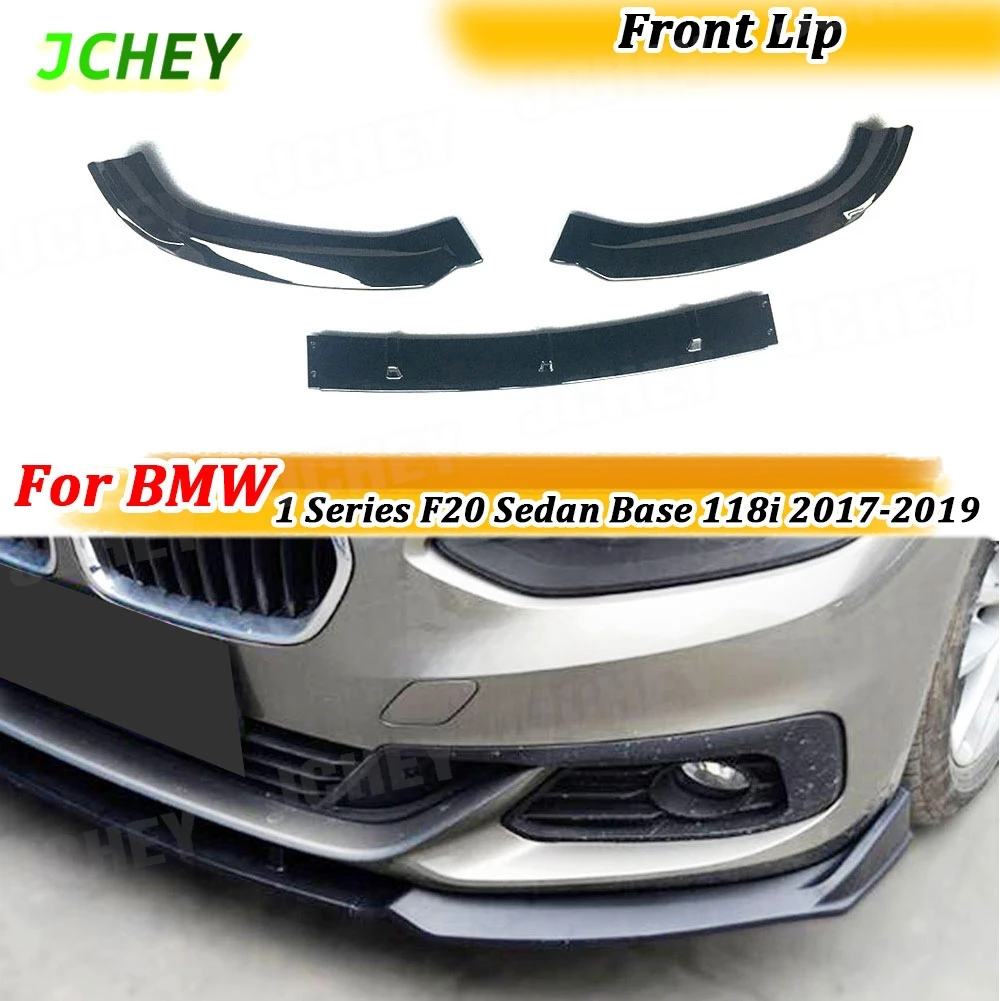 

JCHEY 3 PCS Front Bumper Lip Spoiler for BMW 1 Series F20 Sedan Base 118i 120i 125i 2017-2019 ABS Black Head Bumper Shovel