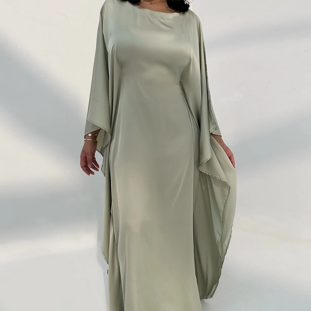 2024 Summer Holiday New Abaya Design Soft Satin Cloak Style Modest Abaya Women Muslim Dresses Fashion Islamic Clothing Robes