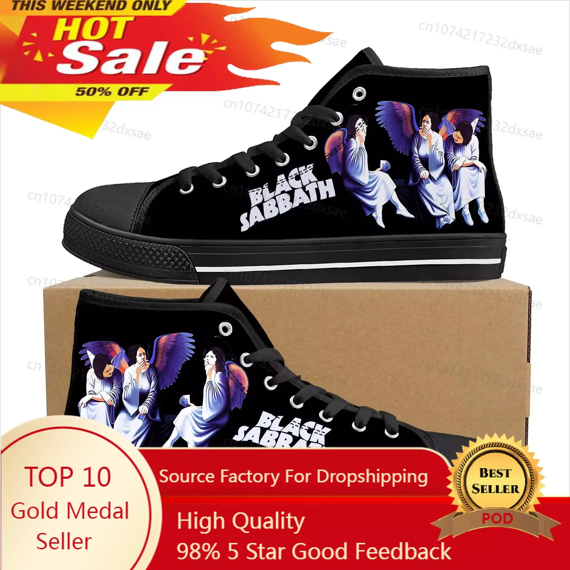 

Black Heavy Metal Band Sabbath High Top High Quality Sneakers Men Women Teenager Canvas Sneaker Casual Couple Shoes Custom Shoes