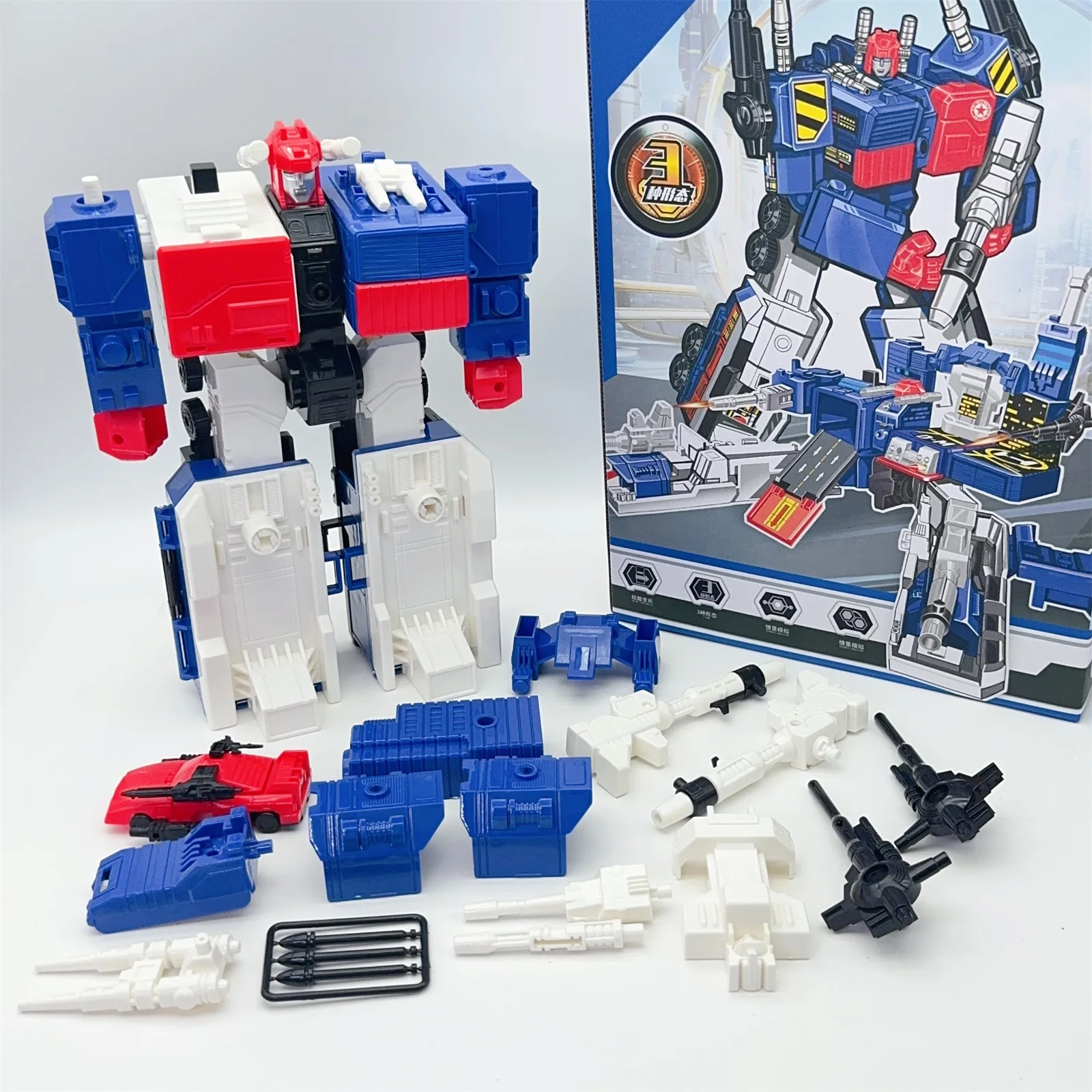 

Transformation Blue Metroplex Ko G1 Three Transformations Action Figures Toy Gift Collection