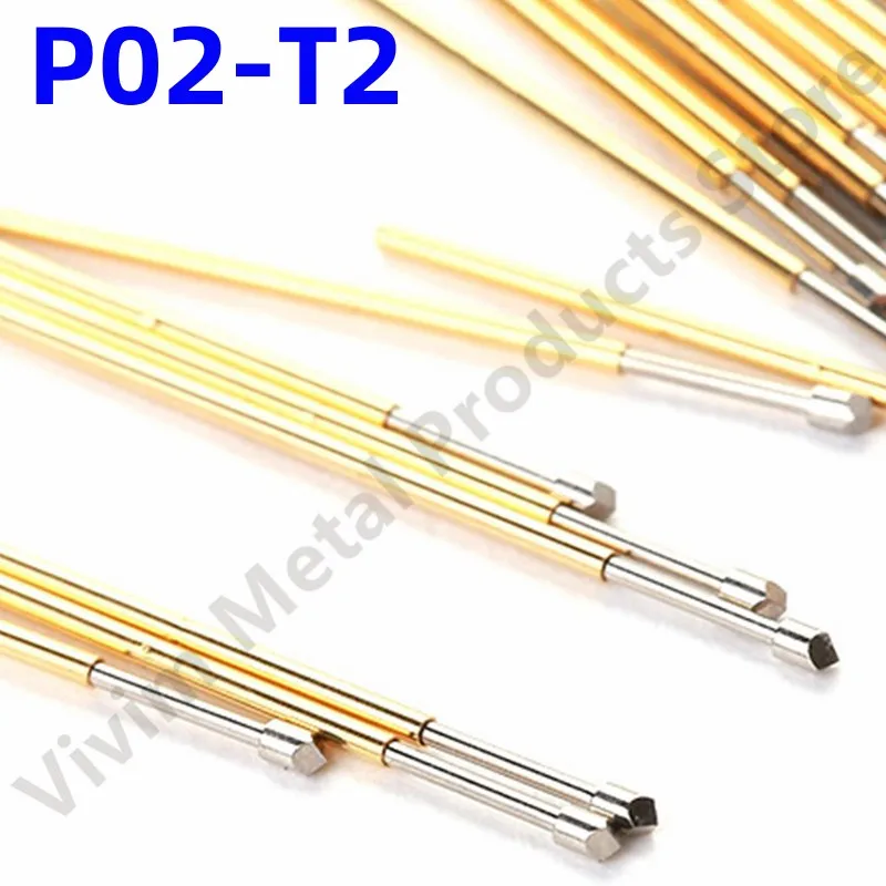 

100PCS P02-T2 Spring Test Pin P02-T Test Probe Copper Pogo Pin Metal Test Needle Test Tool 24.7mm Dia 0.68mm 0.90mm 0.48mm