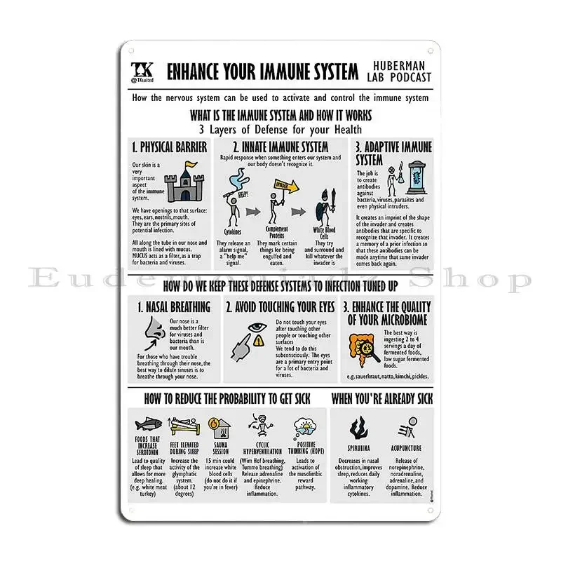 Enhance Your Immune System Andrew Huberman Metal Sign Poster Wall Decor Printed Garage Decoration Sign Tin Sign Poster