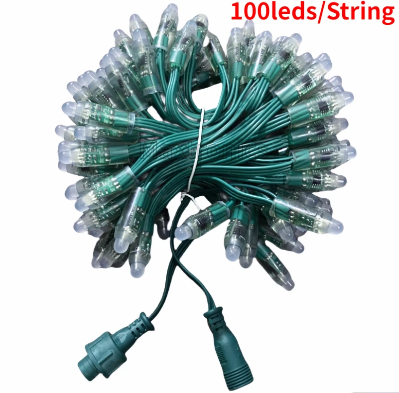 Imagem -04 - Módulos Led Rgb com Fio Verde Luz de Corda Conector Impermeável Ip68 Lâmpada Pixel Programável dc 12v Ws2811 18awg 5001000 Pcs 12 mm