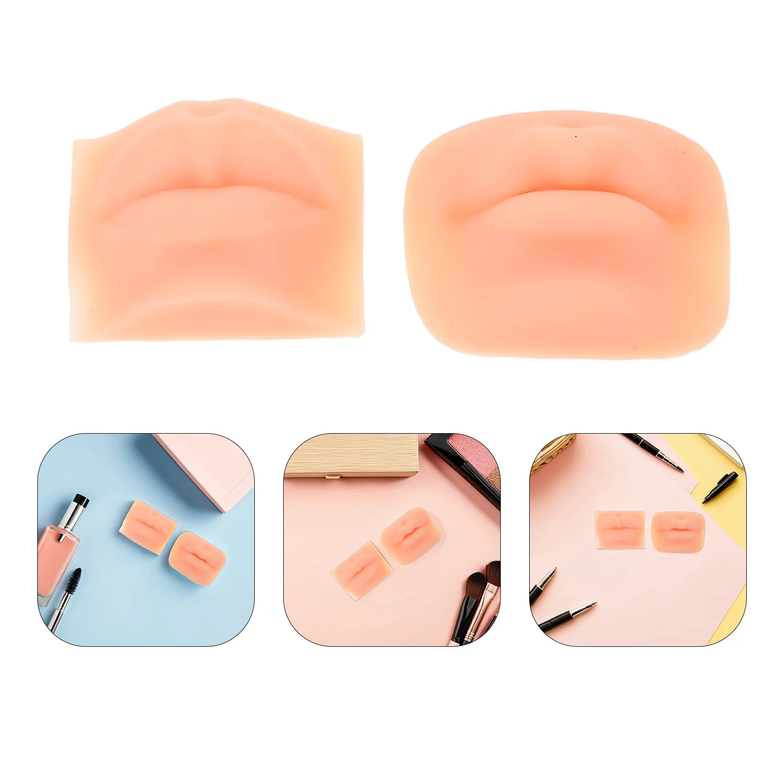 

2 шт. реалистичных 5D силиконовых губ для тренировок по макияжу и практики татуировки - гибкая имитация кожи с естественным контуром губ