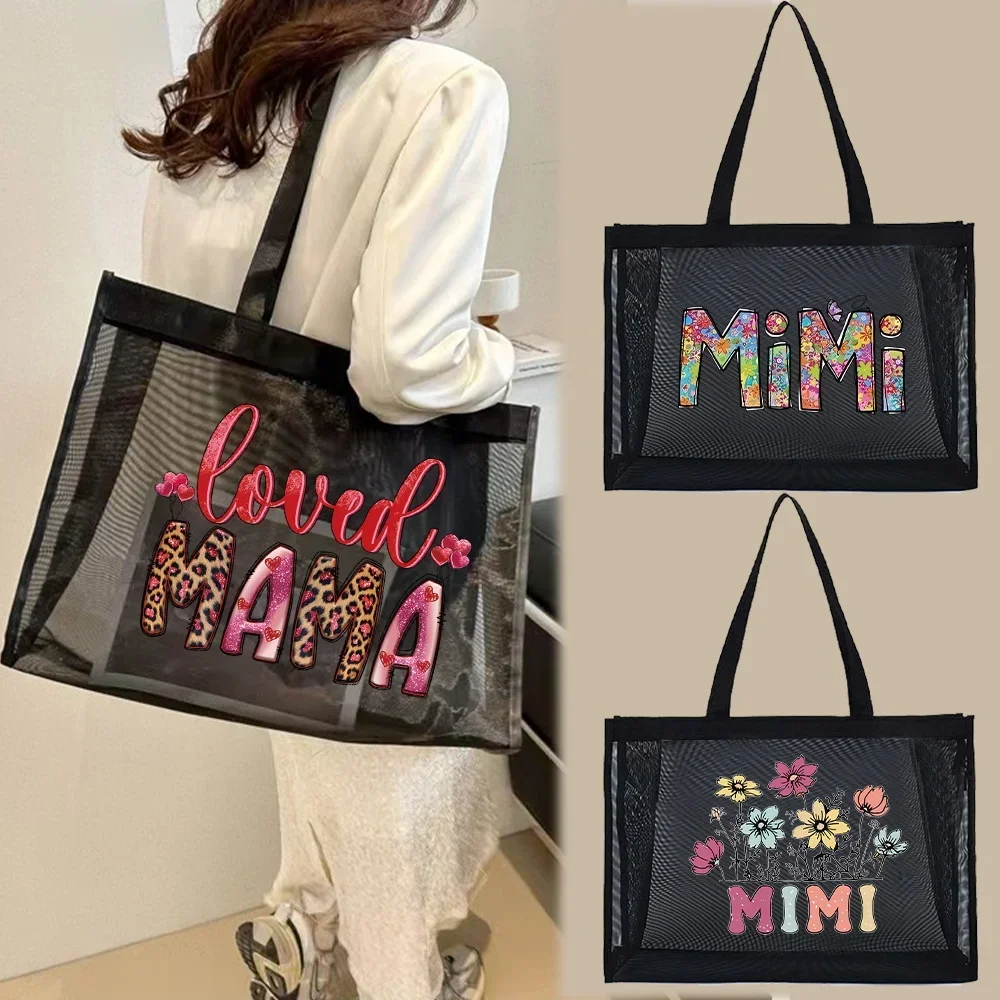 

Tote Bags Women Wallets Travel Storage Bags Large Capacity Handbag Transparent Organizer Grid Package Mom Letter Printing Series