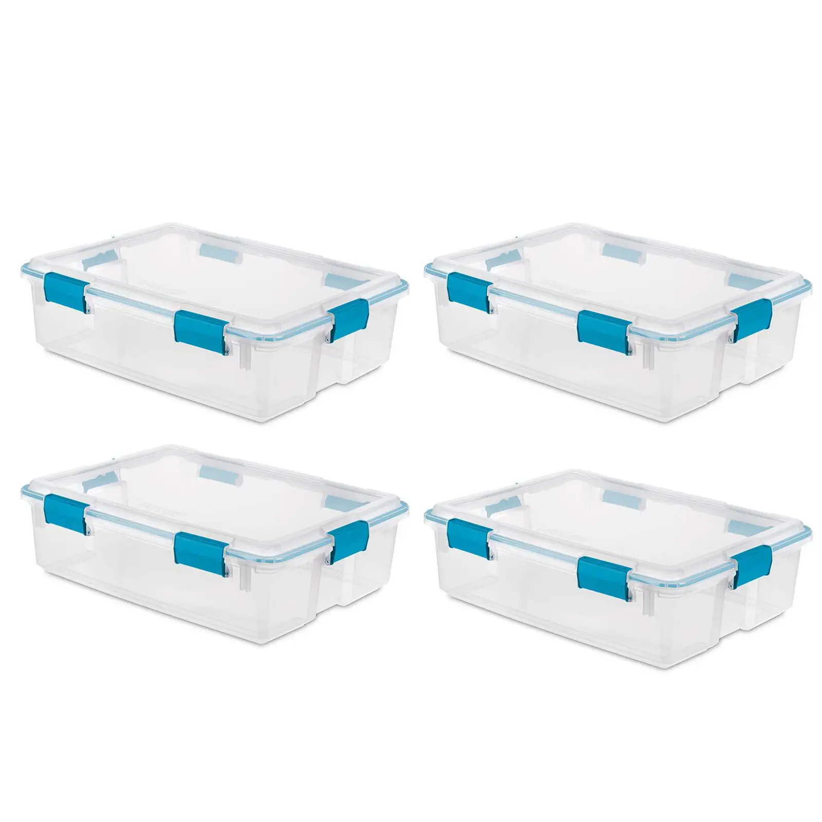 

37 Qt Clear Plastic Home Storage Tote Bin with Secure Lids, (4 Pack)