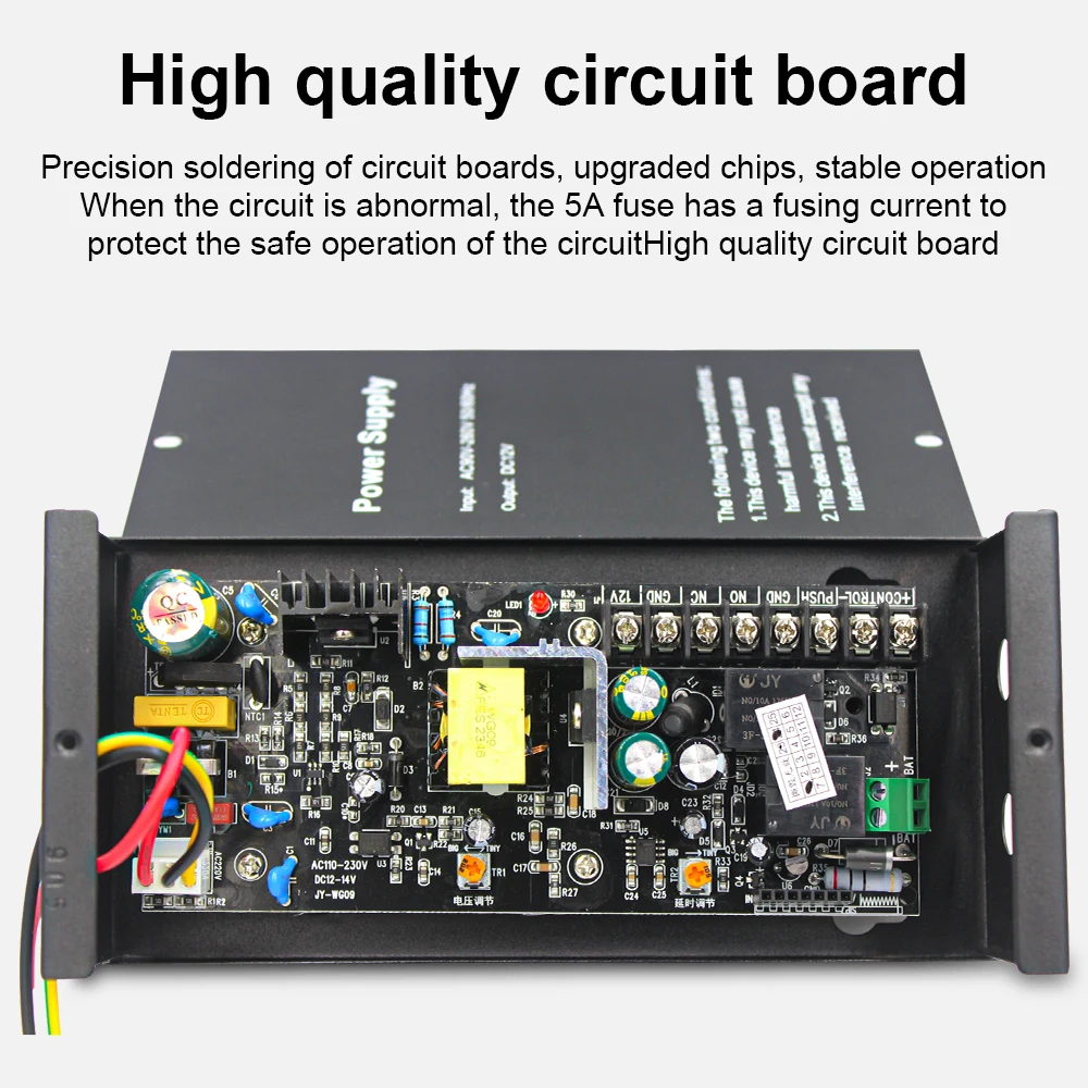 Porta Acesso Controle Interruptor Fonte de Energia para 2 Fechaduras Elétricas, Impressão Digital Acesso Sistema de Controle, DC 12V, 5A, AC 90-240V