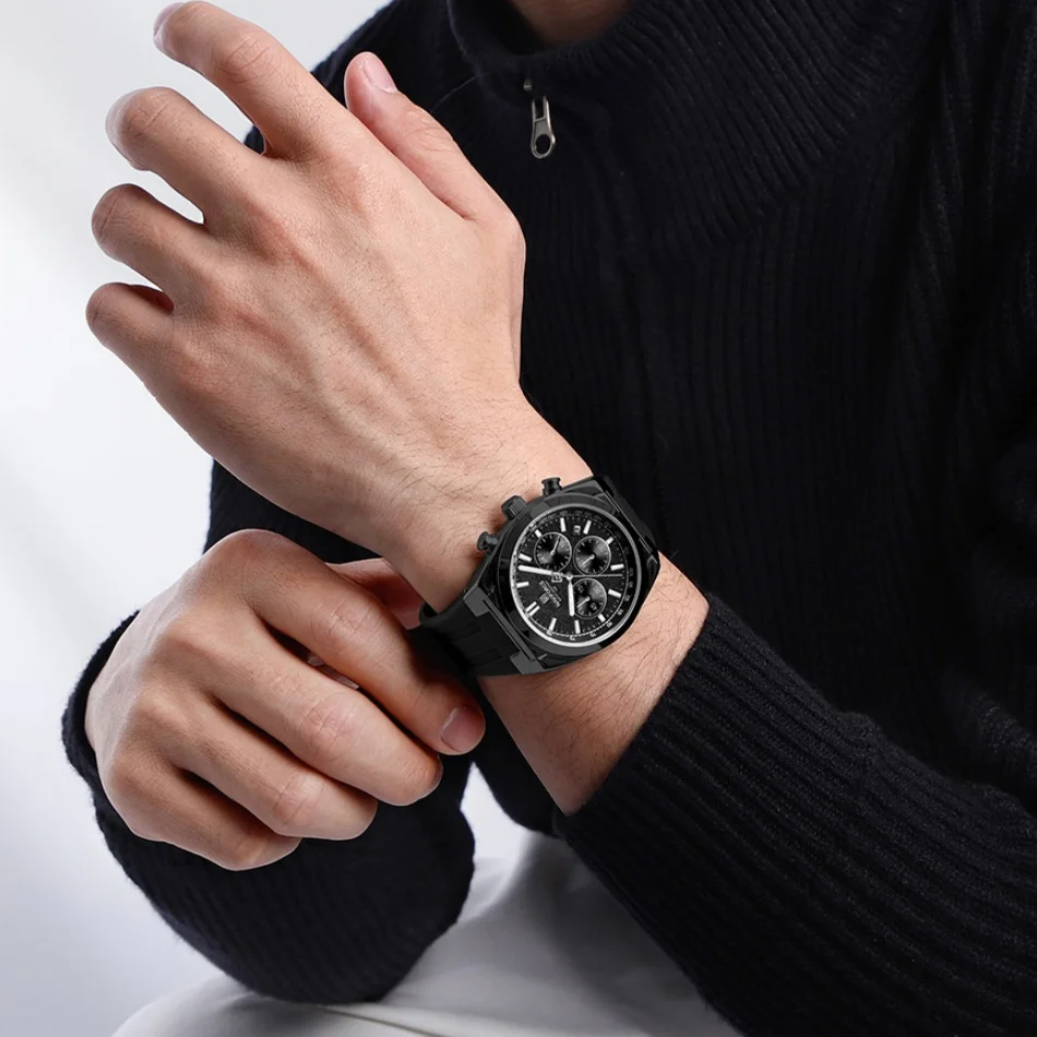 

NAVIFORCE водонепроницаемые спортивные часы для мужчин, военные многофункциональные наручные часы с хронографом, мужские роскошные кварцевые часы с силикамешком