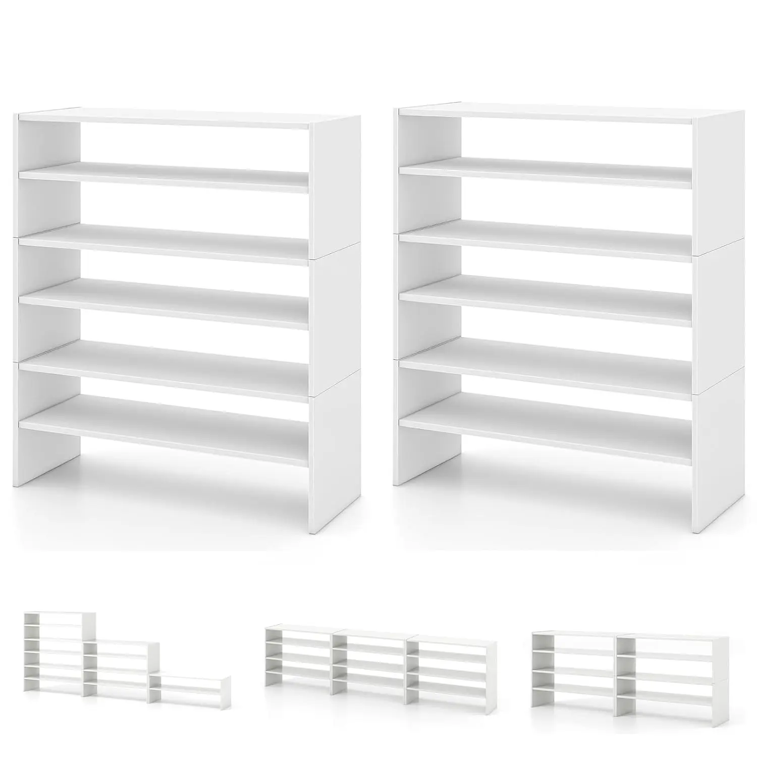 3-Tier Vertical Shoe Rack Stackable Wood Shoe Shelf 31