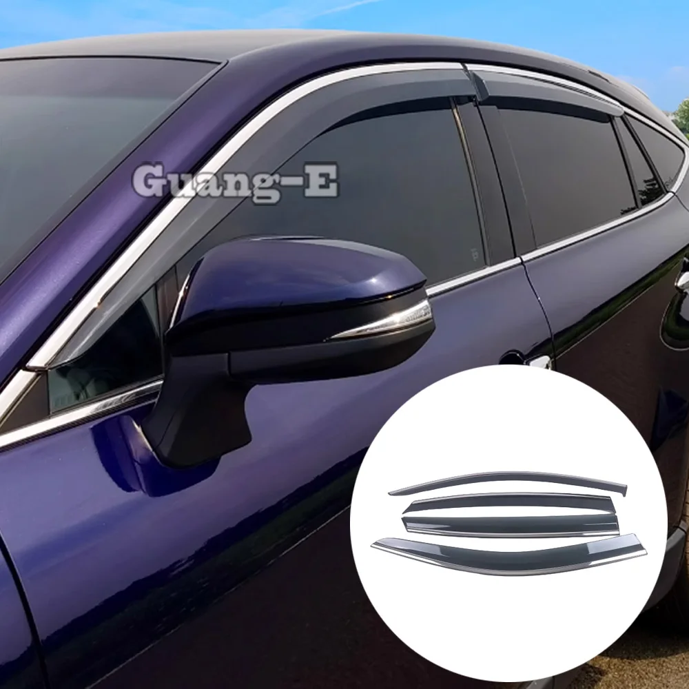 Plastic Car Window Visor Sun Shade Rain Guard Decor Frame Exterior Accessories 4PCs For Toyota Venza/Harrier 2021 2022 2023 2024