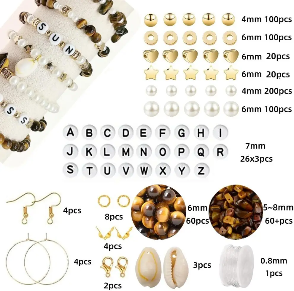 Jewelry Making Supplies Kit Natural Stone Yellow Tiger Eye Beads Irregular DIY Animal Craft Bracelet Necklace Earrings Adults