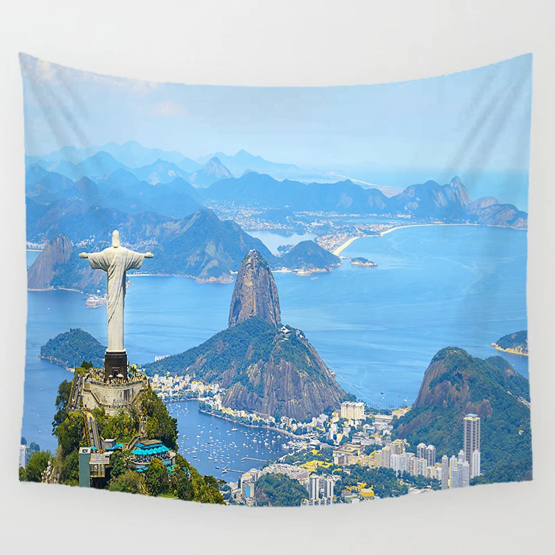 World Landmark Architecture Art Tapestry Historic Buildings Tapestry Home Decoration Wall Hanging for Dorm Living Room Bedroom