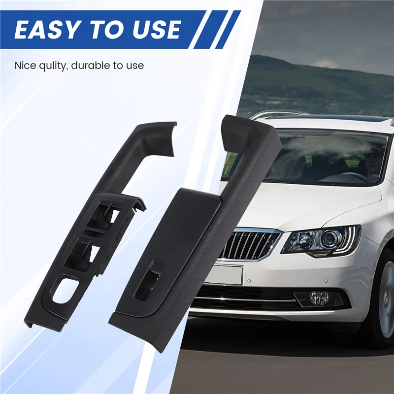 

A22E-для Skoda Superb дверная ручка, передняя левая и правая дверь, подлокотник, внутренняя рамка ручки, переключатель подъемника, черный