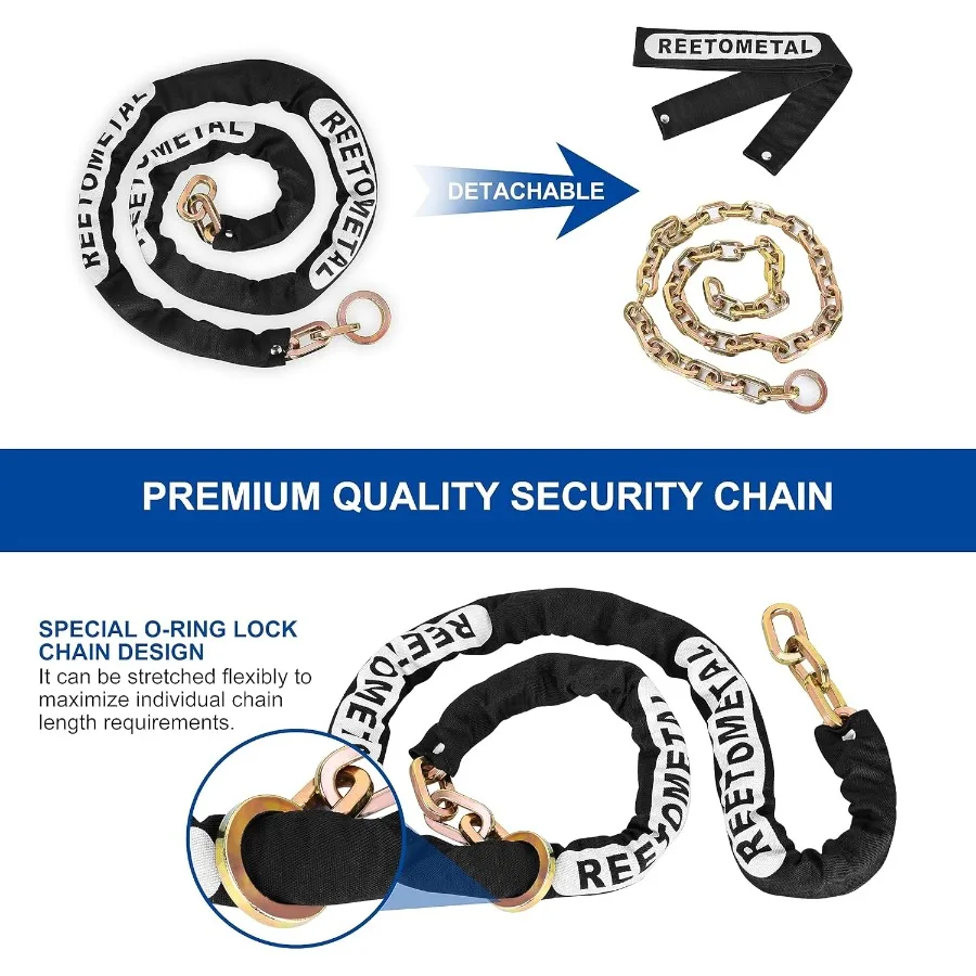 سلسلة أمان شديدة التحمل بطول 6 أقدام × 3 8 سلسلة قفل سميكة من الفولاذ المقوى ومضادة للسرقة للدراجات النارية والدراجات ATVs Traile