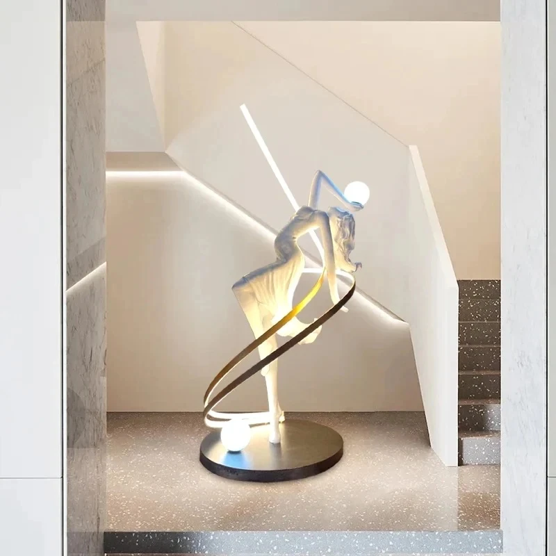 Creative Art Sculpture Ballerina RGB Floor Lamp Interior Lighting Club Lobby Man