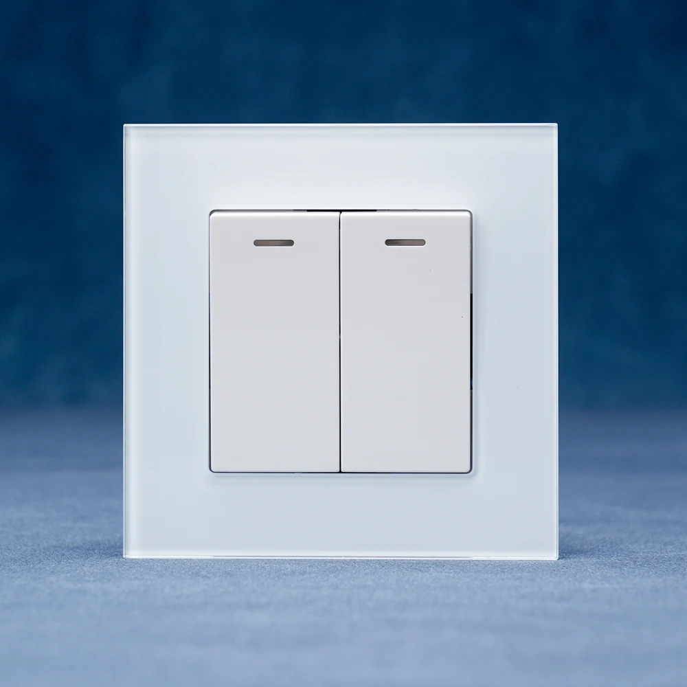 

European standard tempered glass two-position switch with led light 10A two-position single control double control