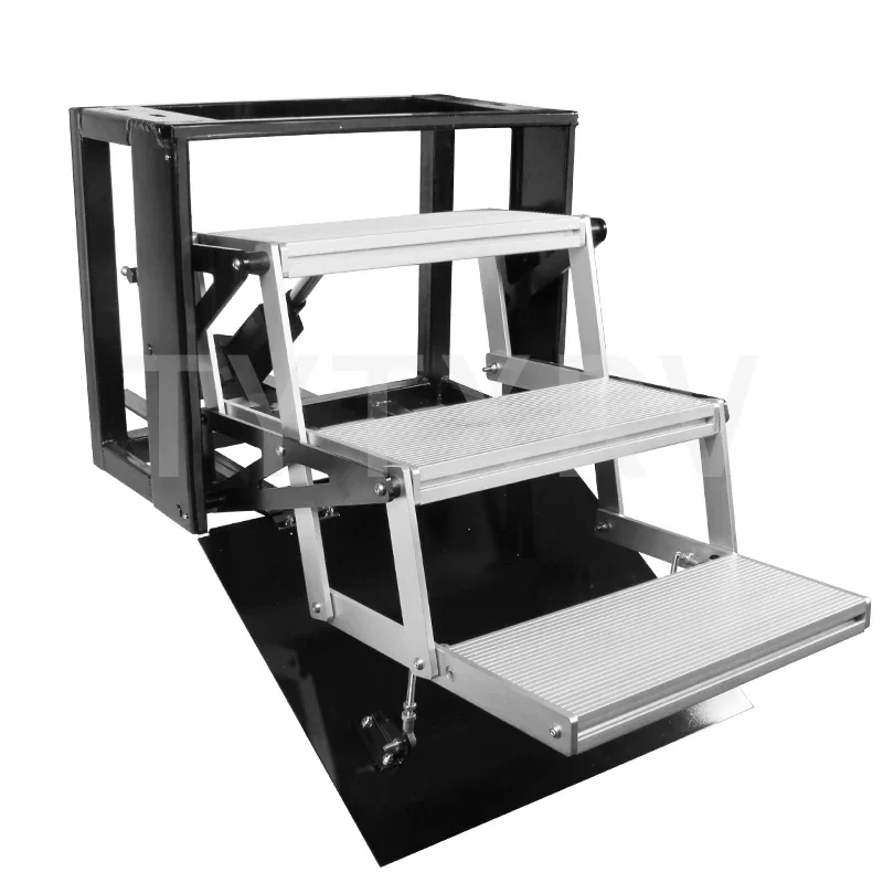 

Caravan Accessories RV Steps 3 Steps Folding Electric/Manual Types Stairs with LED Light for RV Truck Trailer Camper