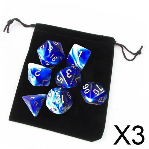 

7 Die Acrylic Polyhedral Dices Bulk Set Board Game Props for Math Teaching and Tabletop RPG Sessions