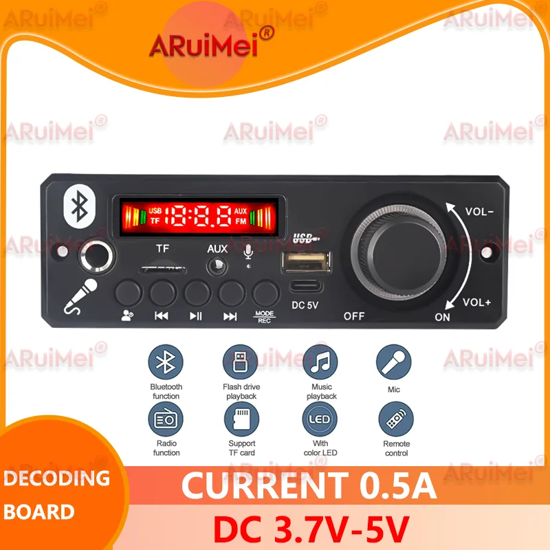 

3.7V-5V Bluetooth MP3 Decoding Board: Support Lossless Audio, TF/USB/FM, Handsfree for Car DIY Upgrade