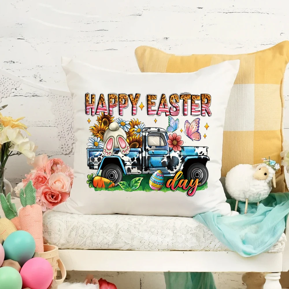 衣類用熱転写印刷パッチ、洗えるステッカー、イースタートラック、ウサギ、ニンジン、卵、6個