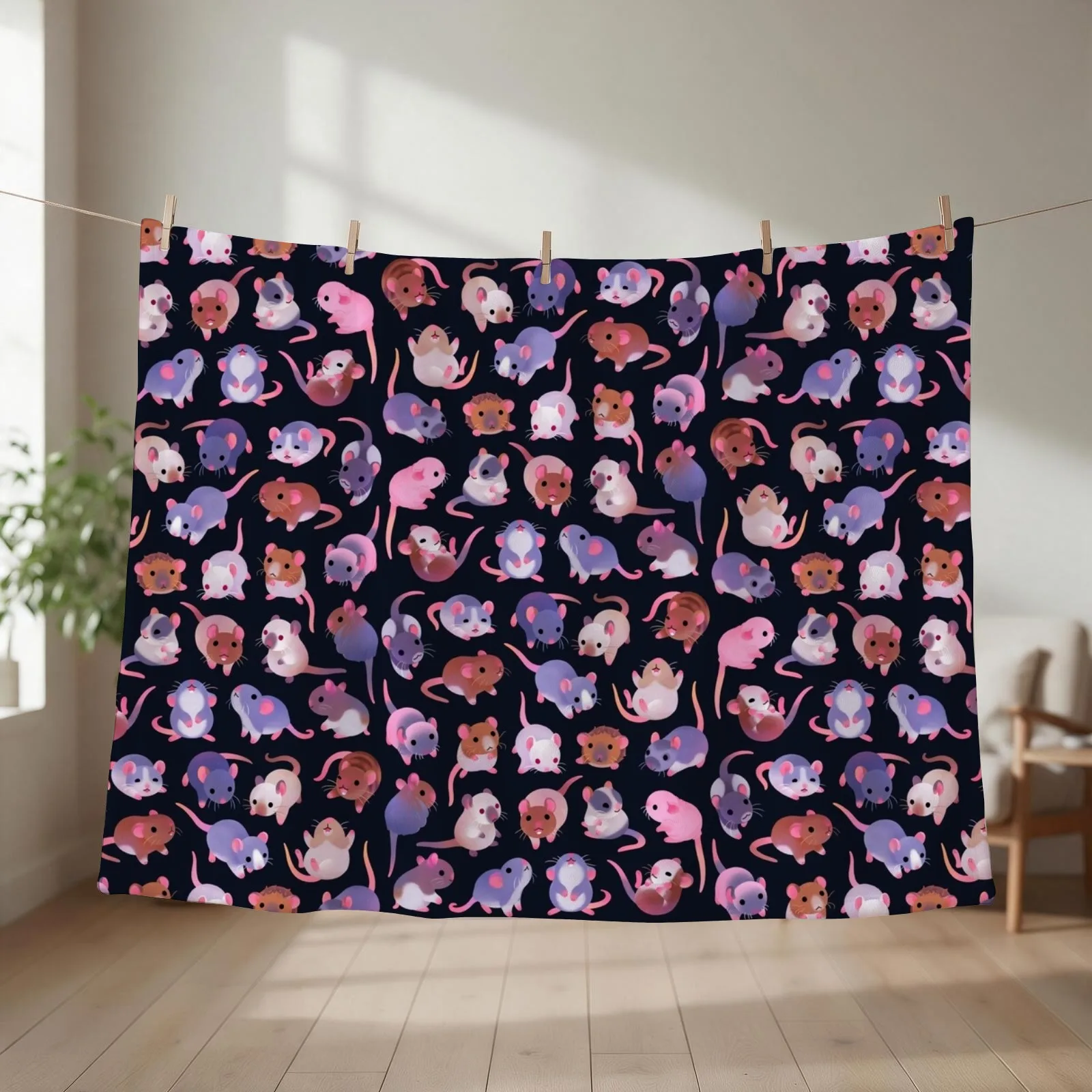 Fancy rat - dark Throw Blanket couch cozy soft plush fuzzy picnic outdoor blanket