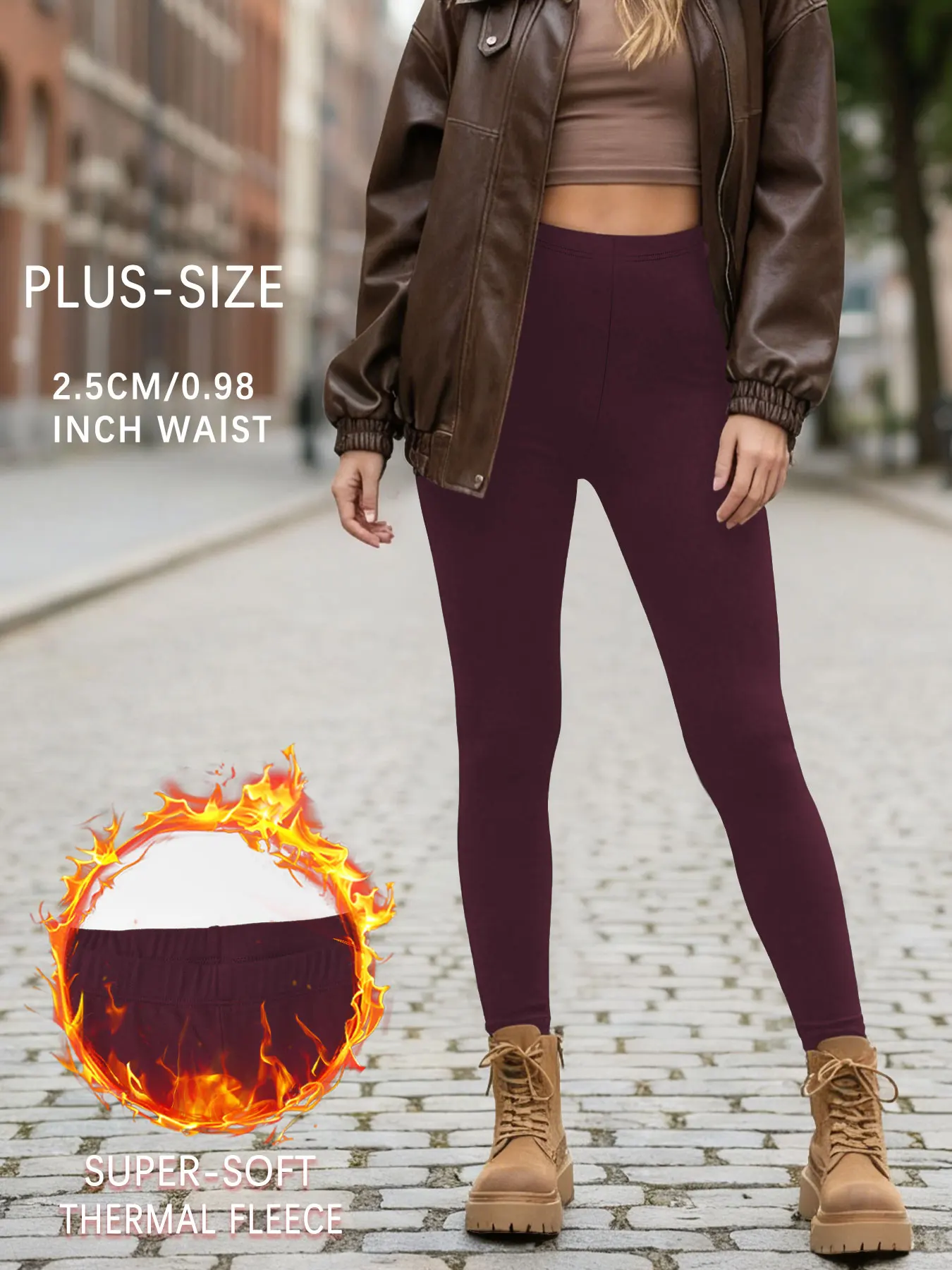 Übergrößen-Leggings mit superweichem Fleecefutter für Damen, Thermo-Warmhosen für Workout, Yoga und Laufen im kalten Winter. – Detail 10