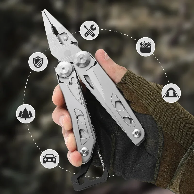 كماشة تكتيكية متعددة الوظائف مصنوعة من سبيكة كماشة أداة قابلة للطي محمولة مناسبة لمعدات التخييم والبقاء على قيد الحياة البرية