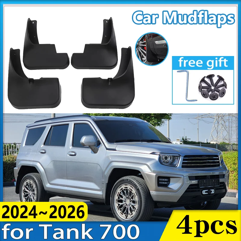 Para GWM Tank 700 Hi4-T 2024 ~ 2026 guardabarros de rueda delantera y trasera de coche guardabarros antiincrustantes protectores contra salpicaduras accesorios