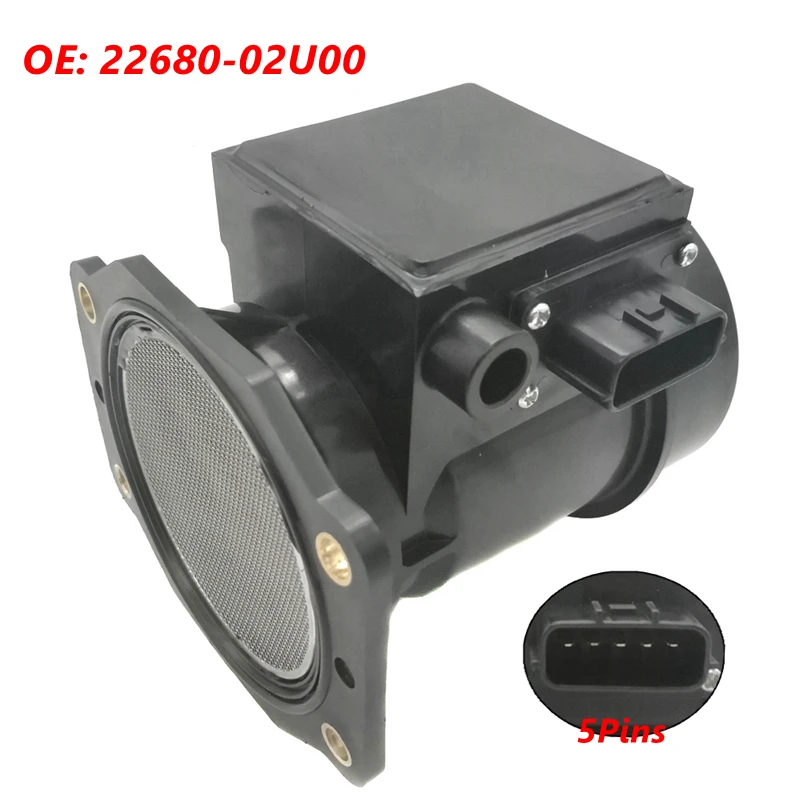 

22680-02U00 2268002U00 A36000J60 MAF Mass Air Flow Meter Sensor For Skyline R32 R33 1989-1995 5Pins Automobiles Sensors