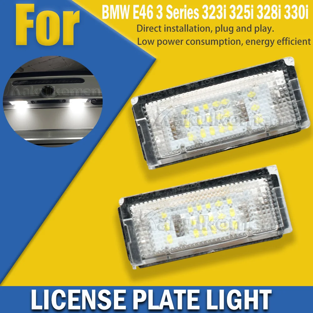 2x For BMW E46 3-Series Pre-LCI 323i 328i 25i 330i 325xi 330xi Sedan/Wagon Canbus Led License Plate Lights OEM# 51138236269