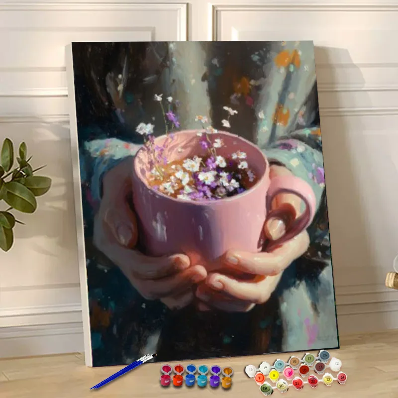 

Painting By Numbers Little Flower Acrylic Paint Canvas Dropshipping Portrait Family Children Photo Christmas gifts