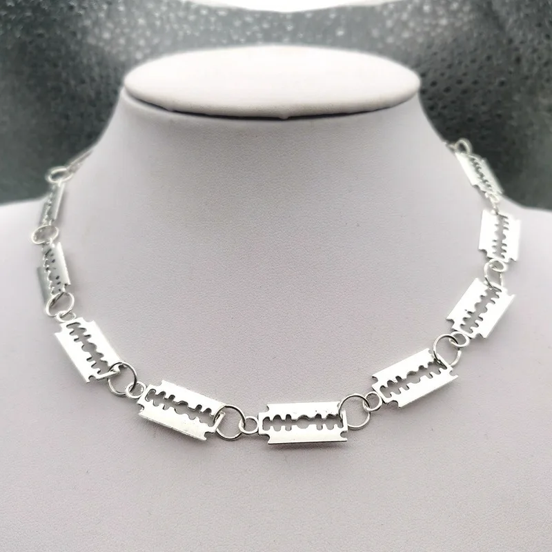 Small blade Necklace Women Hip-hop Gothic 14 blade combinations Punk Style Barbed blade Choker Gifts 40cm+extension chain 0.4cm