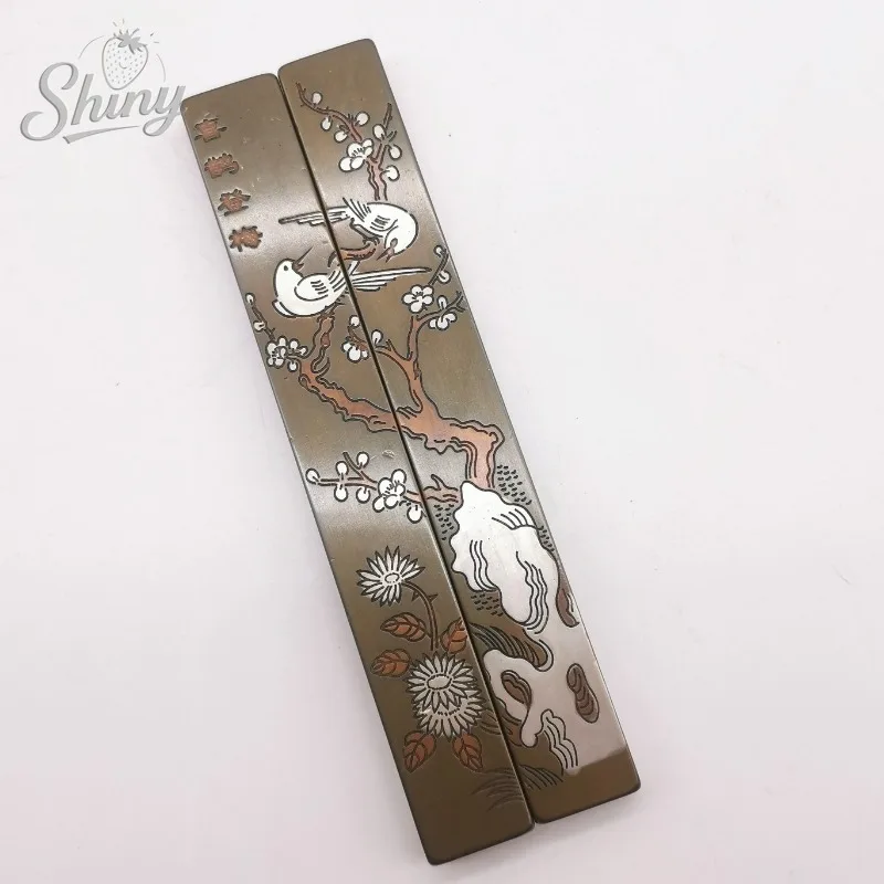 

Antique-style Brass Paperweight with Magpie Perched on Plum Blossom, Bringing Joy To The Brow, Medium Size, Pair