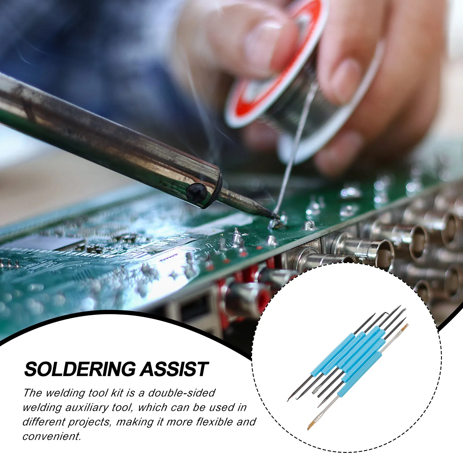 

6pcs Welding Aids Solder Auxiliary Tool Carbon Steel Ergonomic Handle Double Sided Design Circuit Board Soldering Assist Ratchet