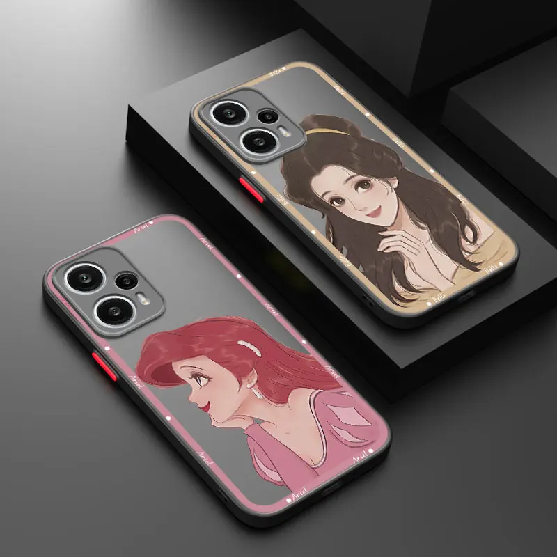 Disney Pretty Princess Frosted Phone Case For Xiaomi 10T 11T 12T 12X 12S POCO F3 X3 GT X4 NFC M3 M4 X4 Pro F4 F5 X5 C31 C40