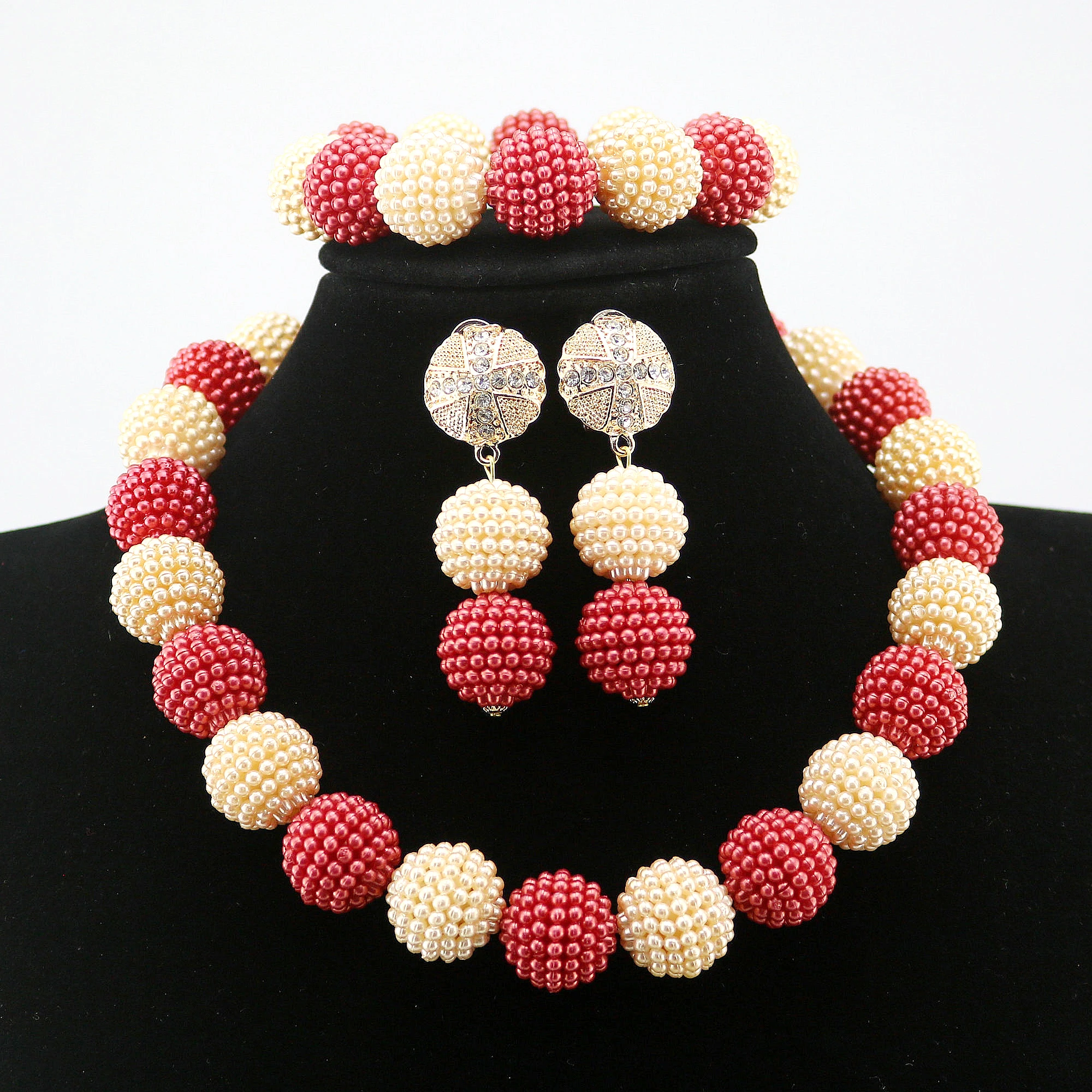 Glue Bead Jewelry Sets Latest Glue Bead Jewelry Sets Luxury African Wedding Bridal Glue Bead Beads Jewelry sets Nigerian Women image 3