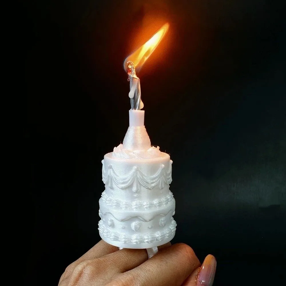 3D Cake Ring Candle Holder European Style Cute Birthday Cake Ring Plastic Silk Finish Finger Cake Candle Holder Photo Prop