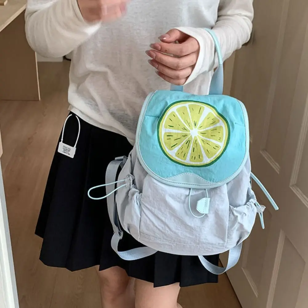 

Dopamine Color Outdoor Drawstring Backpack Waterproof Travel Fruit Nylon Backpack Book Bag Commute Hiking Shoulder Bag Summer