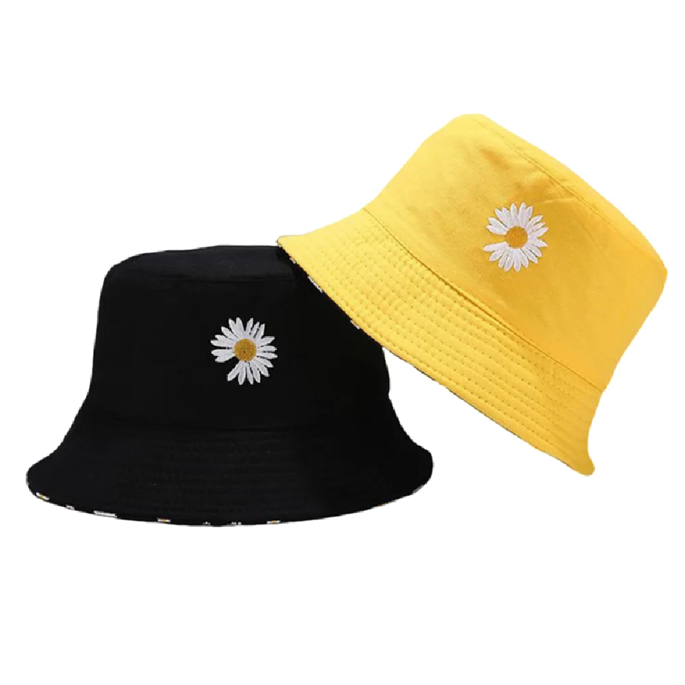 

Men and Women Bucket Fishing Sunscreen Sun Cap Little Daisies Double-sided Wear Spring Lady Fisherman Hat