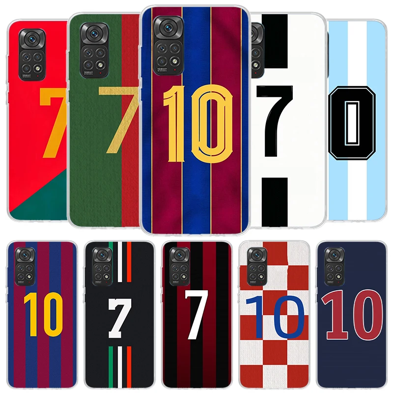 FootBall SuperStar Number C 7 10 Cover Phone Case For Xiaomi Redmi Note 13 12 11 10 Pro Plus 12S 11S 11T 11E 10S 9 9S 8 8T 7 Sof