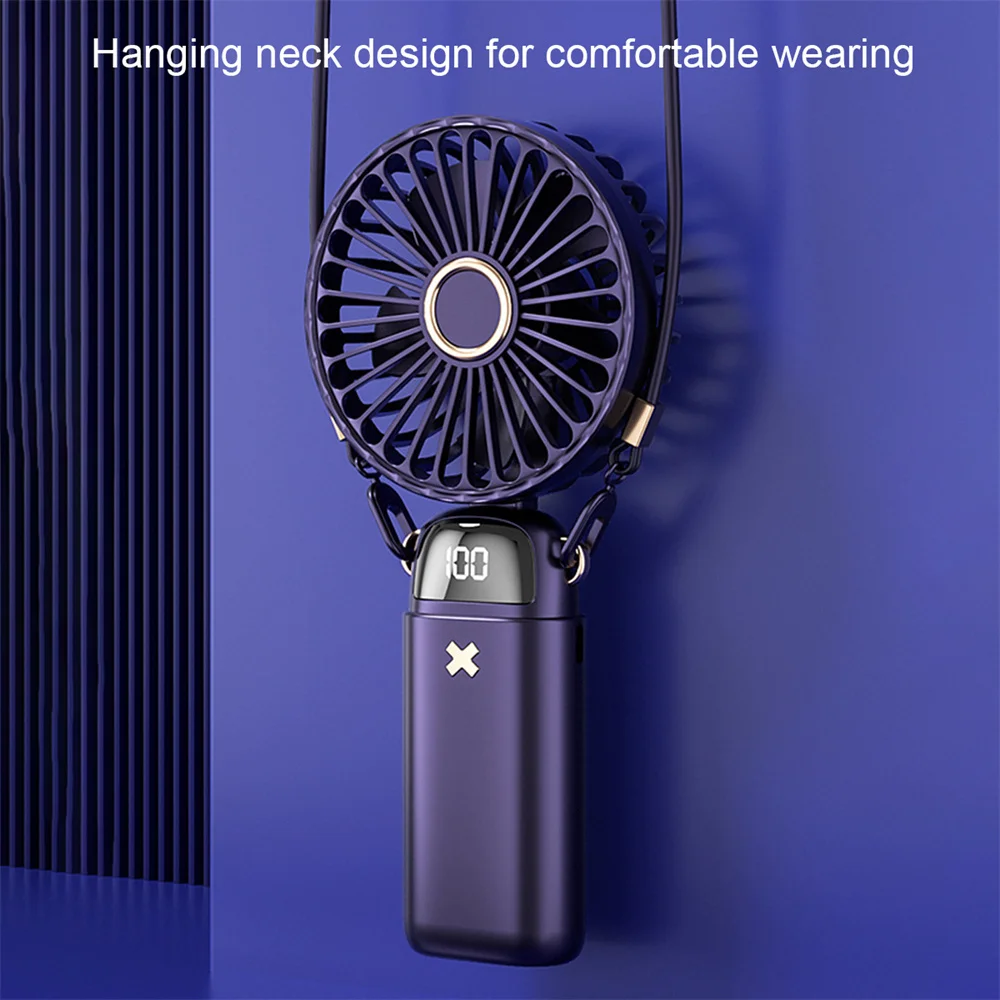 3000ma Handheld Neck Digital Fanstudent Outdoor Portable Usb Rechargeable Fandesktop Aromatherapy Mini Fan